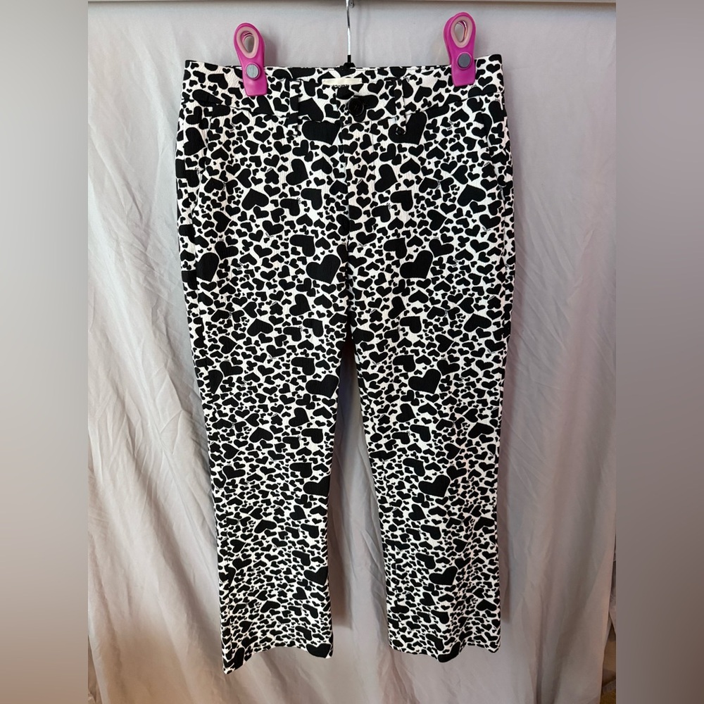 Zadig & Voltaire Monochrome Heart Print Trousers Suit Pants sz 36